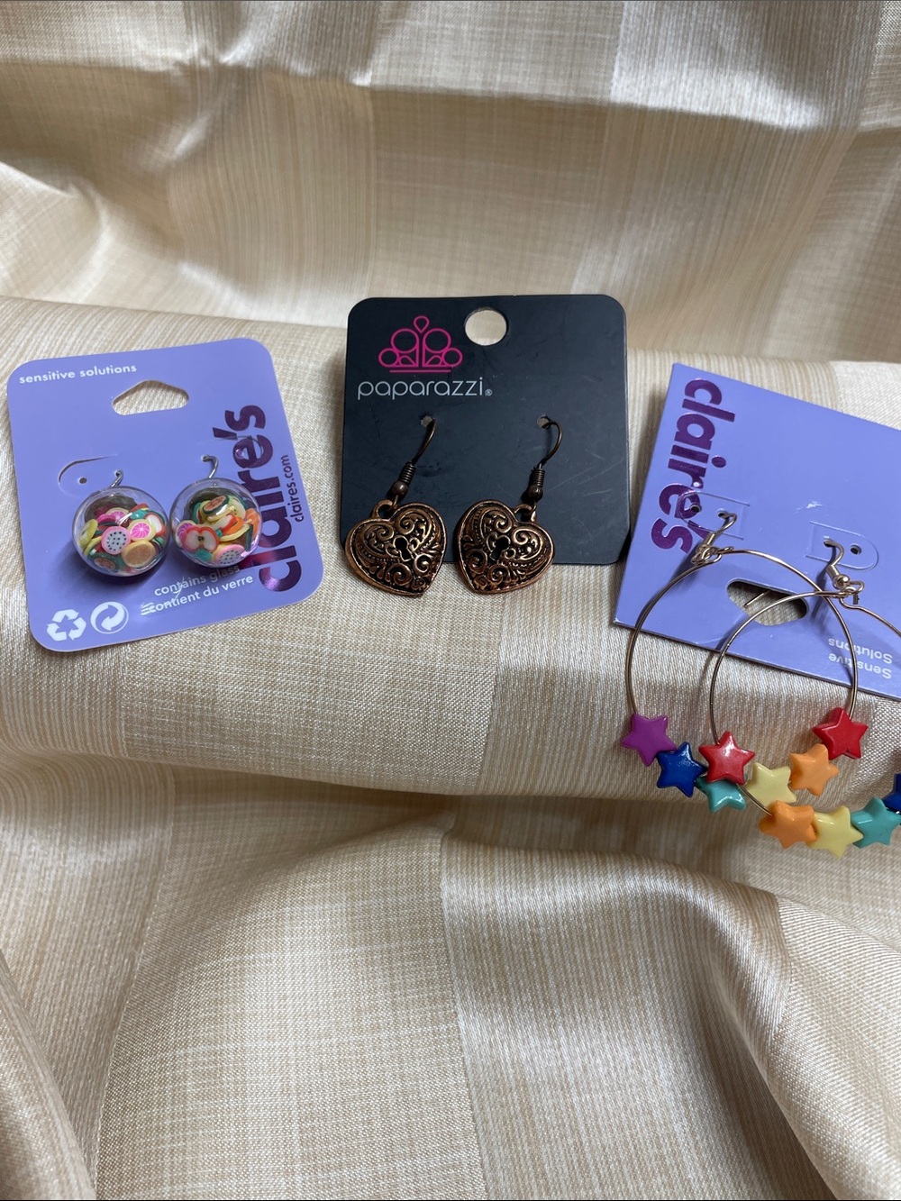 Claire's Multicolor Star Hoop & Confetti Stud Earrings NWT